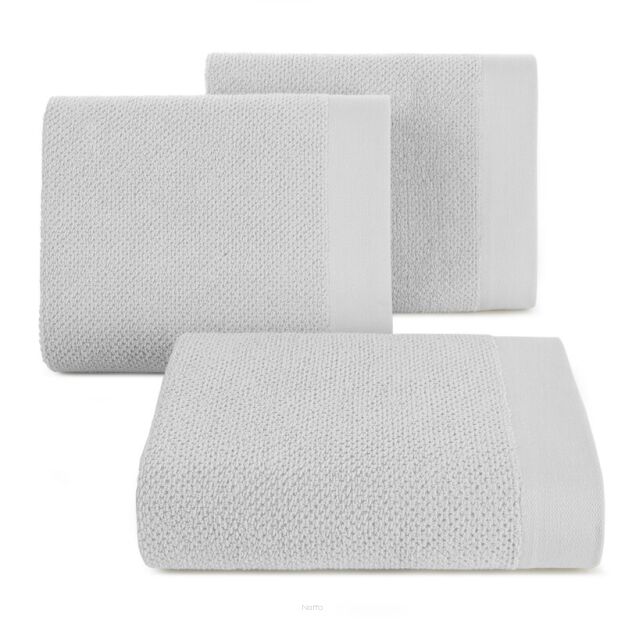 Ręcznik bawełniany 50x90 RISO srebrny o ryżowej strukturze z gładką bordiurą