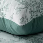 Pościel satynowa 160x200 SPRING 85 biała z wzorem jasno miętowych hortensji z kolekcji Classic - 2