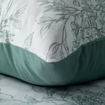 Pościel satynowa 160x200 SPRING 85 biała z wzorem jasno miętowych hortensji z kolekcji Classic - 4