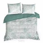 Pościel satynowa 160x200 SPRING 85 biała z wzorem jasno miętowych hortensji z kolekcji Classic - 6