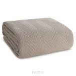 Narzuta jednokolorowa 220x240 LEN 3 beżowa pikowana w gęstą jodełkę imitująca len - 3