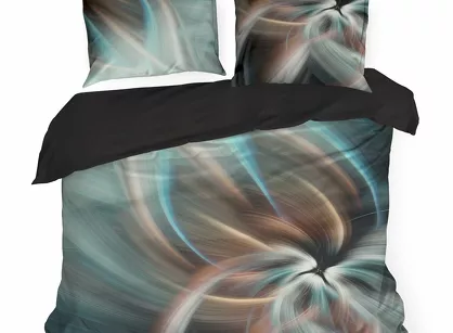 Pościel z makosatyny 220x200 PRISMA Eva Minge turkusowa stalowa designerski wzór Premium