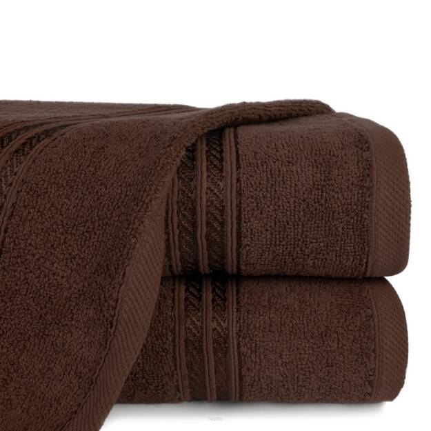 Ręcznik bawełniany 30x50 LORI brązowy z delikatną bordiurą z błyszczącą nicią 