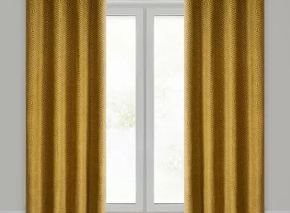 Zasłona gotowa na przelotkach 140x250 INGA welwetowa Pierre Cardin miodowa z żakardowym geometrycznym wzorem