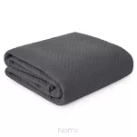 Narzuta jednokolorowa 170x210 LEN 3 grafitowa pikowana w gęstą jodełkę imitująca len - 3