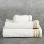 Ręcznik bawełniany 70x140 MADLEN kremowy zdobiony kontrastową elegancką bordiurą - 2