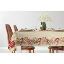 Obrus świąteczny 140x180 1271 gobelinowy z gwiazdką betlejemską i połyskującą złotą nicią