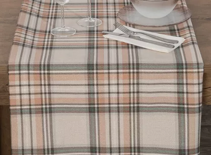 Bieżnik gobelinowy 40x140 PIRITU ceglany w kratkę z nicią metaliczną