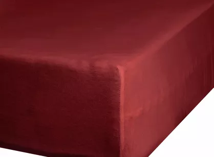 Prześcieradło z satyny bawełnianej z gumką NOVA 3 ciemna czerwień 220x200