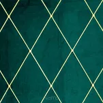 Zasłona gotowa na przelotkach 140x250 MARGO welwetowa Pierre Cardin ciemny turkus zdobiona złotym haftem w romby - 2