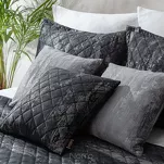 Poszewka welwetowa 45x45 BLINK 43 beżowa pikowana ze srebrnym przecieranym wzorem - 2