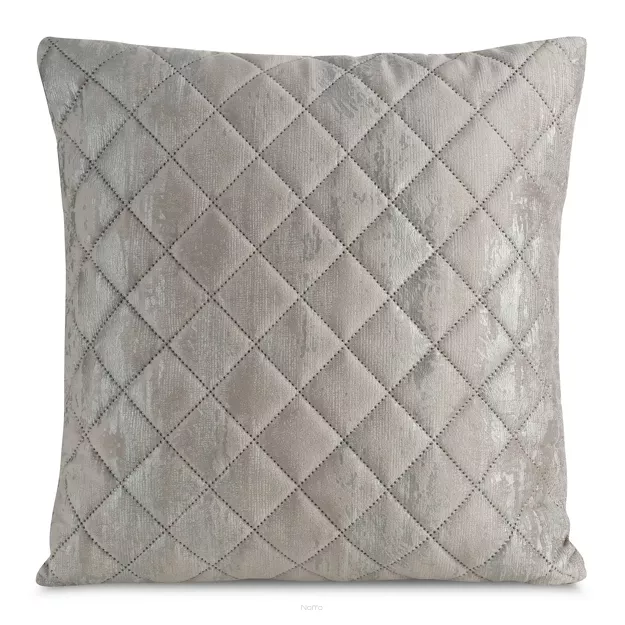 Poszewka welwetowa 45x45 BLINK 43 beżowa pikowana ze srebrnym przecieranym wzorem