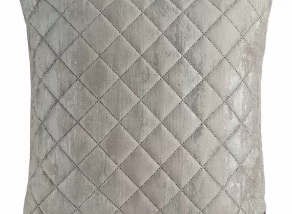 Poszewka welwetowa 45x45 BLINK 43 beżowa pikowana ze srebrnym przecieranym wzorem