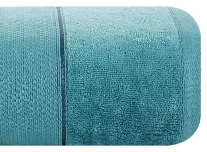 Ręcznik bawełniany 90x150 JESSI turkusowy z fakturą krateczki i gładką welurową bordiurą