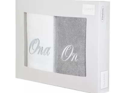 Komplet ręczników 2x70x140 ON ONA białe popielate