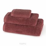 Ręcznik 30x50 VENUS Eva Minge ceglany zdobiony bordiurą w kolorze ręcznika z napisami projektantki 550 g/m2 - 5