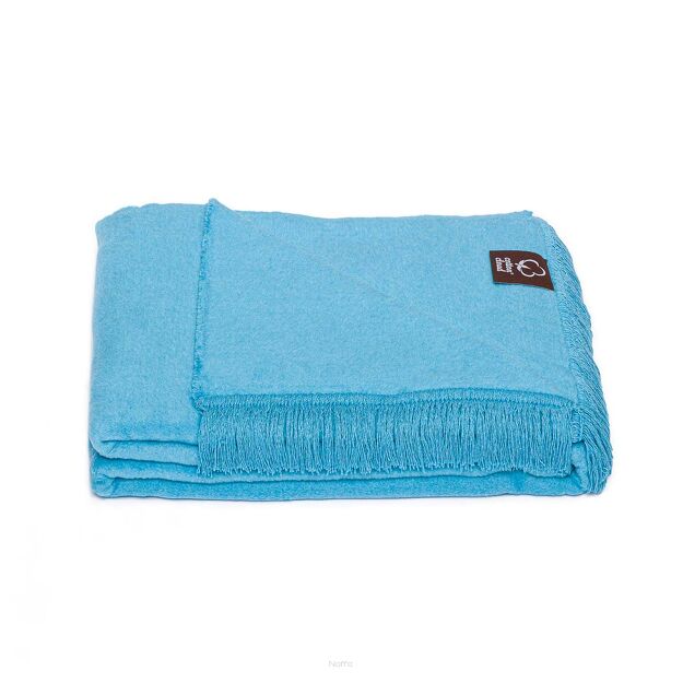 Koc bawełniany 150x200 0293-33 himmel gładki z frędzlami