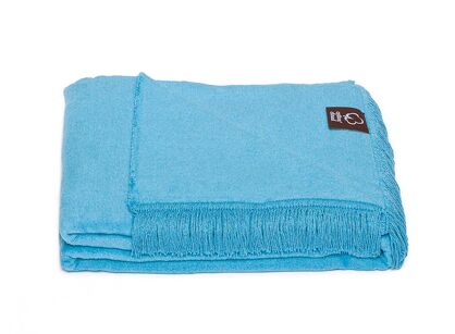 Koc bawełniany 150x200 0293-33 himmel gładki z frędzlami