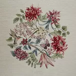 Obrus gobelinowy 140x180 1295 naturalny z nicią szenilową zdobiony wzorem kwiatów - 5