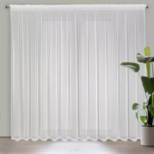 Firana na taśmie 300x270 NOELIA biała w prążki z połyskującą srebrną nicią