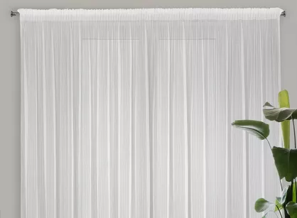 Firana na taśmie 300x270 NOELIA biała w prążki z połyskującą srebrną nicią