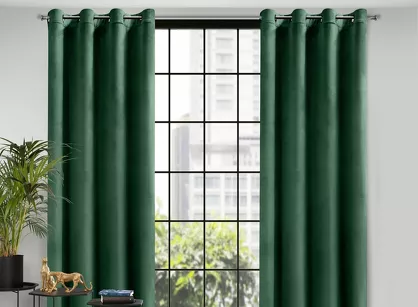 Zasłona gotowa na przelotkach 140x250 ROSA welwetowa ciemna zieleń Design 91