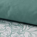 Pościel satynowa 140x200 SPRING 85 biała z wzorem jasno miętowych hortensji z kolekcji Classic - 3