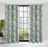Zasłona na przelotkach 140x250 GRACJA zaciemniająca miętowa z wzorem białych kwiatów magnolii - 5