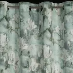 Zasłona na przelotkach 140x250 GRACJA zaciemniająca miętowa z wzorem białych kwiatów magnolii - 4