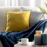 Poszewka welwetowa 45x45 MADIE jednokolorowa czarna obszyta lamówką - 3