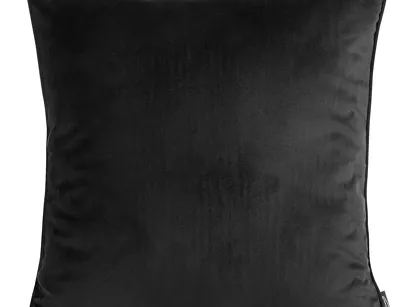 Poszewka welwetowa 45x45 MADIE jednokolorowa czarna obszyta lamówką