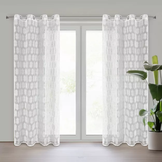 Firana na przelotkach 140x250 ROZI biała o strukturze siatki