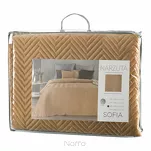 Narzuta welwetowa 230x260 SOFIA miodowa pikowana w gęstą jodełkę - 2