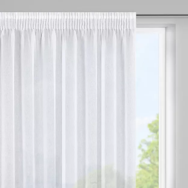 Firana na taśmie 350x150 ELPIDIA biała z matowej etaminy