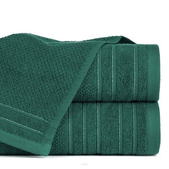 Ręcznik bawełniany 30x50 GLORY 3 ciemna zieleń w delikatne paski przeszywane srebrną nicią