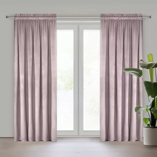 Zasłona na taśmie 140x300 PIERRE welwetowa pudrowa jednokolorowa