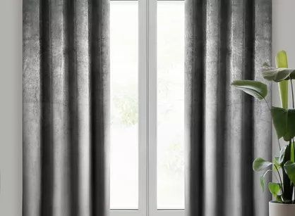 Zasłona na przelotkach 140x250 PIERRE welwetowa stalowa jednokolorowa