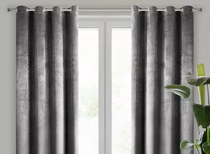 Zasłona na przelotkach 140x250 PIERRE welwetowa stalowa jednokolorowa