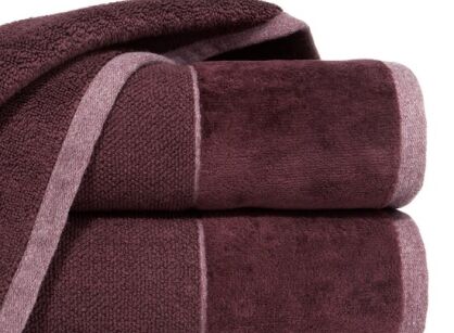 Ręcznik bawełniany 50x90 LUCY bordowy gładki z welurową szeroką bordiurą