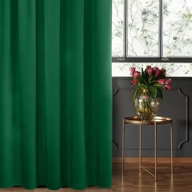 Zasłona gotowa na taśmie 140x270 SIBEL welwetowa Pierre Cardin ciemna zieleń jednokolorowa