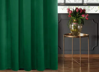 Zasłona gotowa na taśmie 140x270 SIBEL welwetowa Pierre Cardin ciemna zieleń jednokolorowa