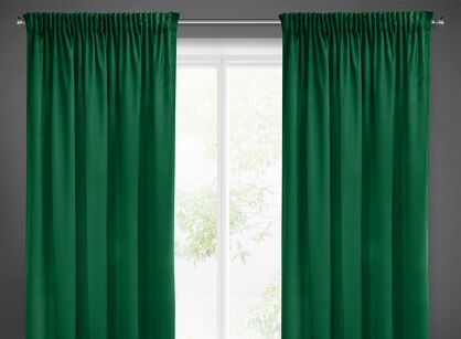 Zasłona na taśmie 140x270 SIBEL welwetowa Pierre Cardin ciemna zieleń jednokolorowa