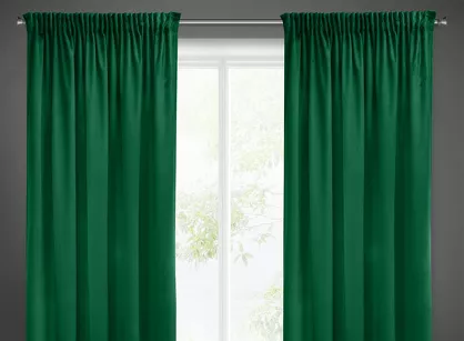 Zasłona gotowa na taśmie 140x270 SIBEL welwetowa Pierre Cardin ciemna zieleń jednokolorowa