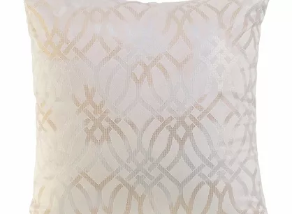 Poszewka welwetowa 40x40 ARETA kremowa ze srebrno złotym nadrukiem w stylu boho