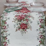 Bieżnik świąteczny 45x140 4153 gobelinowy z szenili naturalny zielony świąteczny wzór - 4