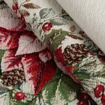 Bieżnik świąteczny 45x140 4153 gobelinowy z szenili naturalny zielony świąteczny wzór - 3