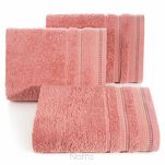 Ręcznik 30x50 POLA koralowy z kolorową bordiurą zakończoną stebnowaniem 500 g/m2 - 4