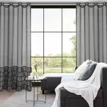 Firana na przelotkach 140x250 CARLI czarna z etaminy zdobiona w dolnej części falbanami z paskiem cyrkonii - 8