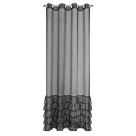 Firana na przelotkach 140x250 CARLI czarna z etaminy zdobiona w dolnej części falbanami z paskiem cyrkonii - 7