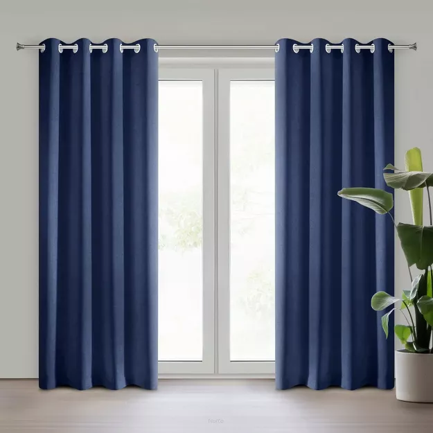 Zasłona na przelotkach 140x250 RITA jednokolorowa granatowa z miękkiej tkaniny